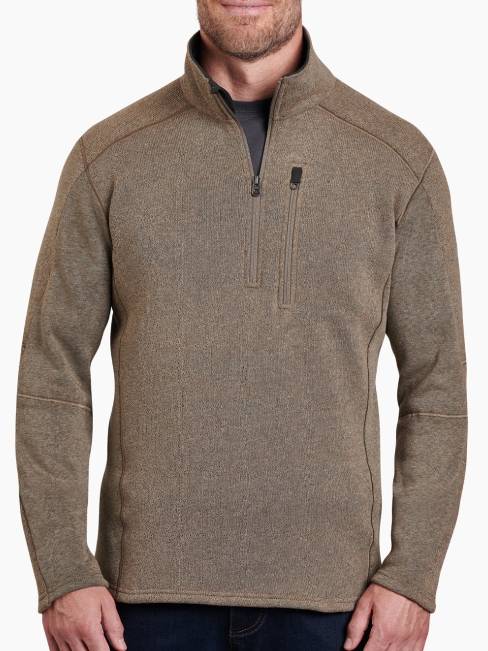 Kuhl Interceptr Fleece Mens Large Brown Quarter Zip Pockets Hiking Outdoor
